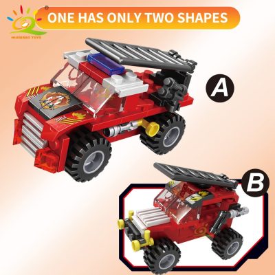 HUIQIBAO 387pcs 6in1 Fire Fighting Trucks Building Blocks City Rescue Helicopter Bricks 6 Fireman Toys For 4 - LEPIN LEPIN Shop