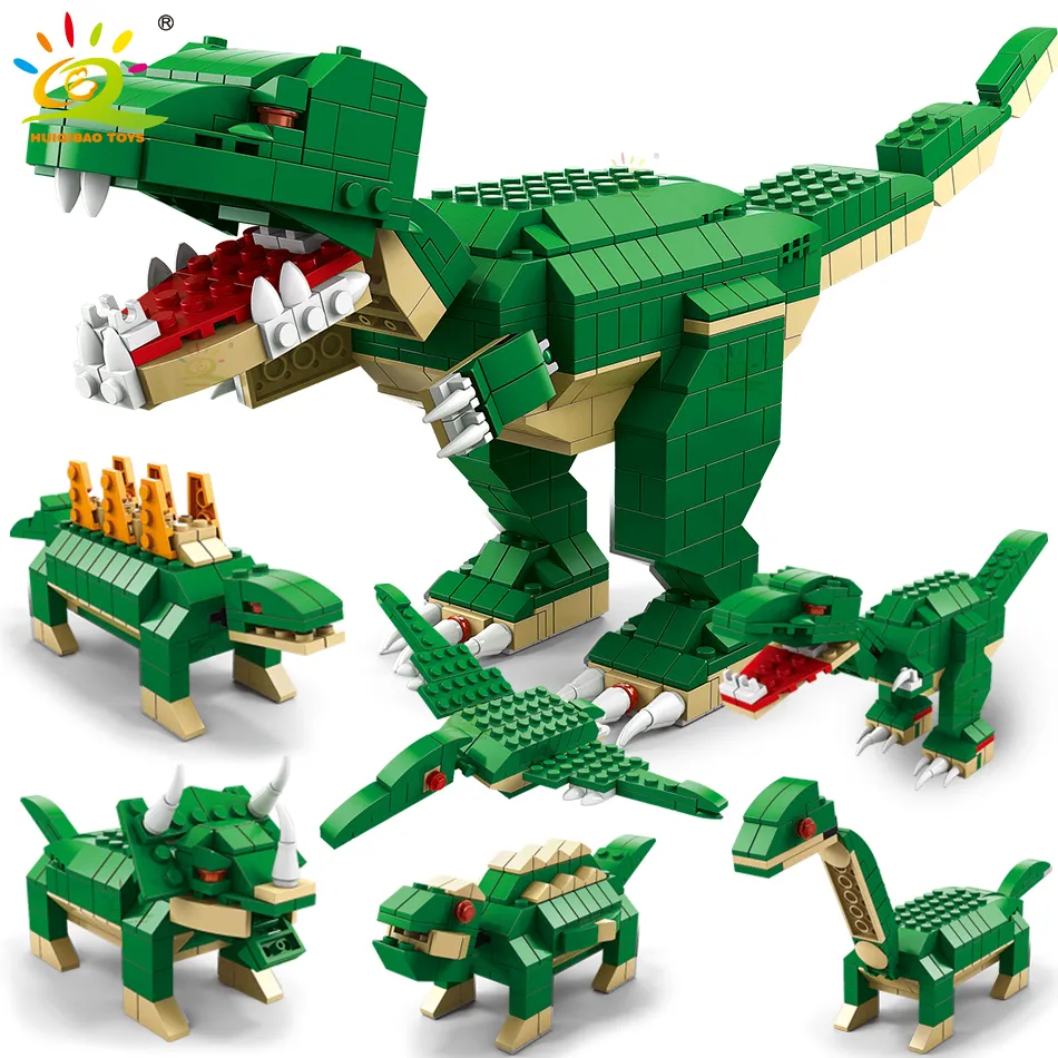 HUIQIBAO 1000pcs 6in1 Jurassic Dinosaurs Tyrannosaurus Building Blocks Dino Park City Construction Bricks For Children Kids - LEPIN LEPIN Shop