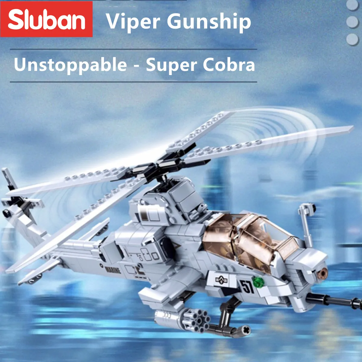 Sluban Building Block Toys Army Model AH 1Z Helicopter 482PCS Bricks B0838 Compatbile With Leading Brands - LEPIN LEPIN Shop